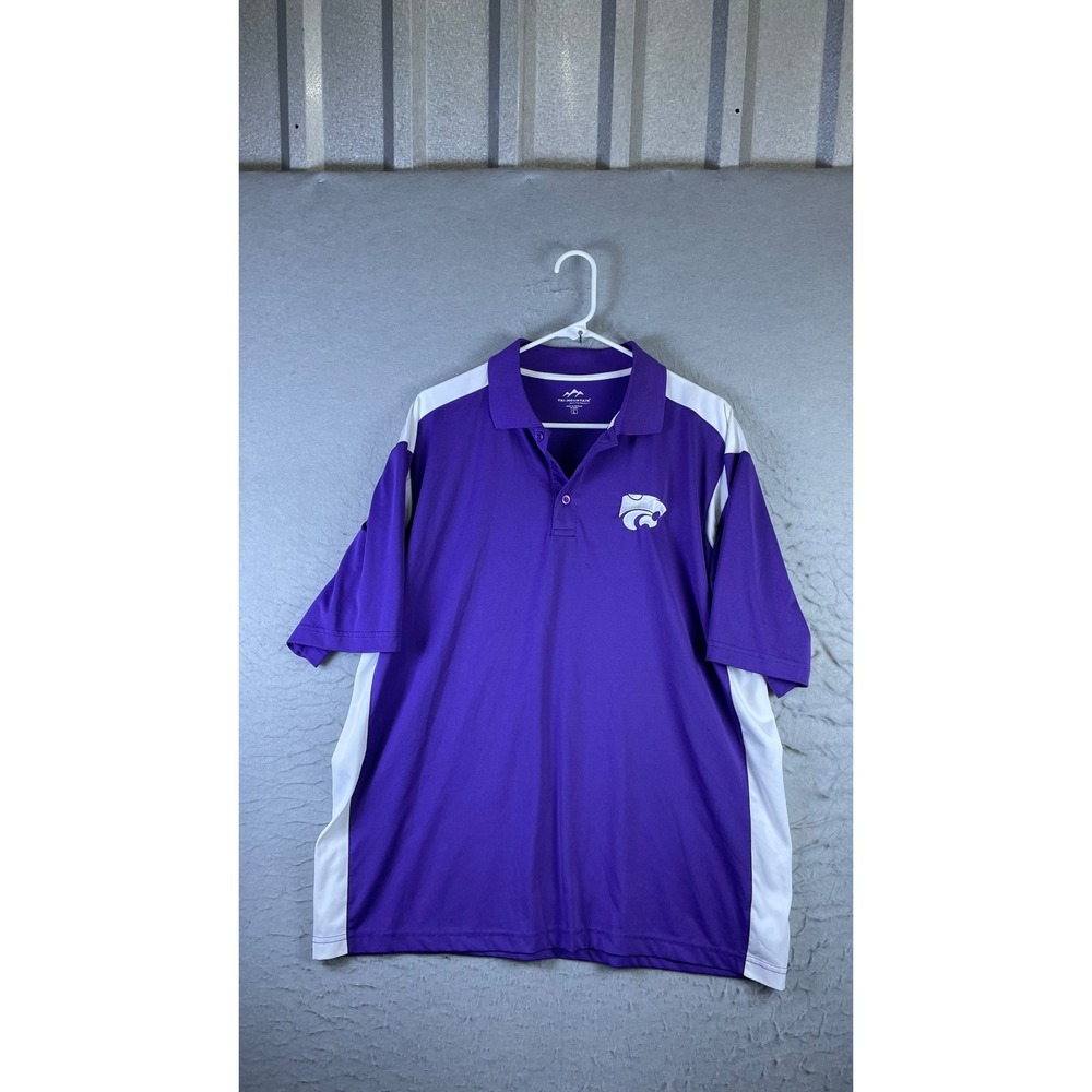 Tri-Mountain Polo Shirt Mens Large Purple Excellent K-State Wildcats Performance